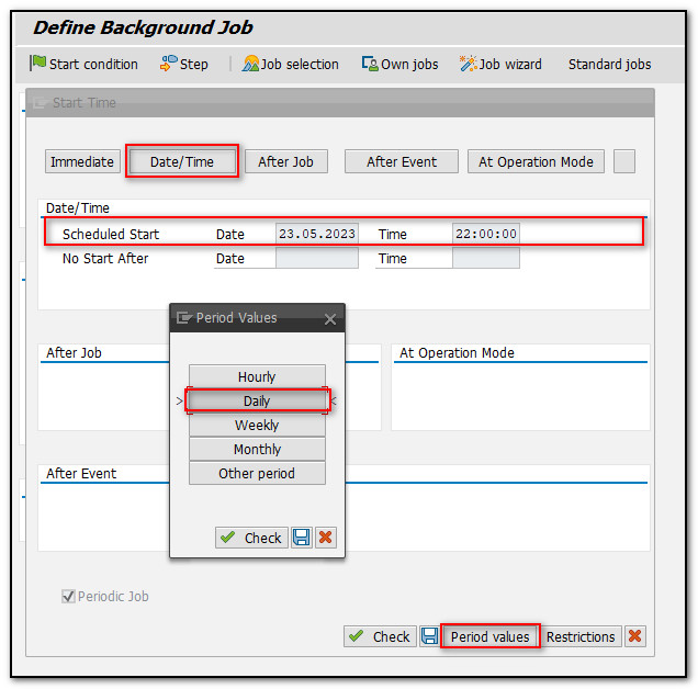 Schedule a background Job in SAP using factory calendar